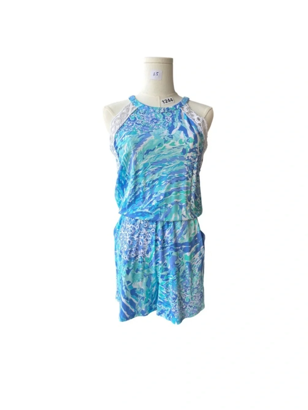 Kids Blue Patterned One-Piece Romper